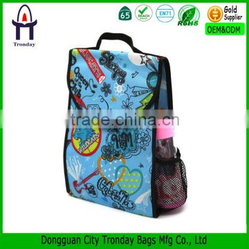 Heat printing blue 600D insulated cooler bag lunch bag