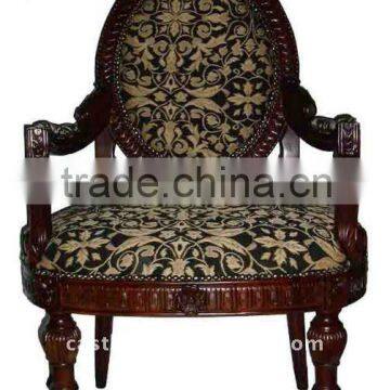 solid wood hand carved fabric covered church chair