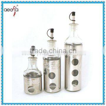 decorative essential round clear glass oil and vinegar for kitchen