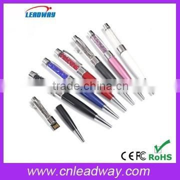 Luxury gift crystal pen usb,writen pen usb with crystal inside