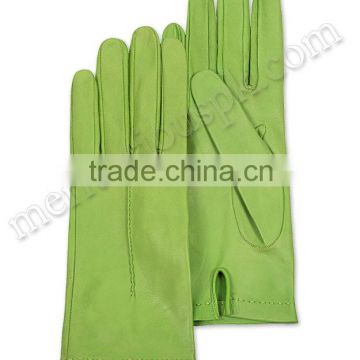 Green Women Leather Fashion Dressing Gloves
