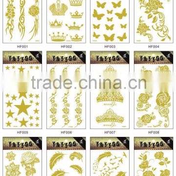 2015 hot sale eco-friendly good quality fashion gold tattoo sticker