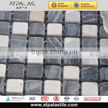 Natural white and gray marble mosaic stone patterns for backsplash, bathroom wall EMC531