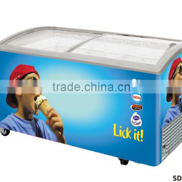 curved glass door display ice cream freezer,chest freezer 100-700L