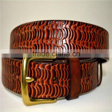 Adjustable embossed pure genuine leather lady belts