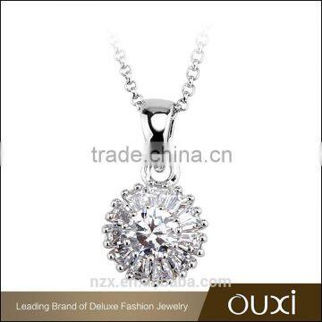 OUXI 2016 korean style wholesale price platinum plated AAA zircon necklace pendant 11484