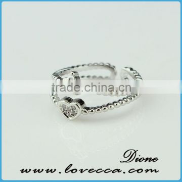 zircon Crystal Love heart Ring 5.5/6/7/8/9 Size