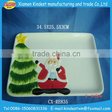 Factory direct wholesale santa claus shape cermaic plate for christmas