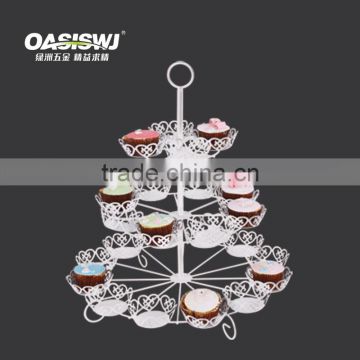 High Quality Online Shopping mental Cupcake Stand / Customized 3Tiers flower shape Cake Display