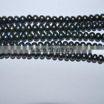 4-5mm peacock green button shape freshwater pearl strand wholesale