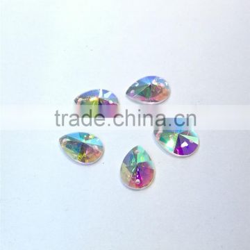 crystal drop sew on stone glass flat back pendant with holes for garment accessories