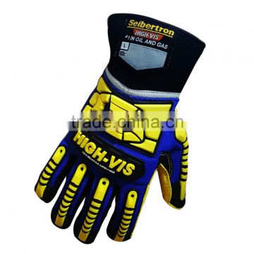 CE EN388 4242 Winter working Waterproof & Oilproof with Extra Cotton PVC dotted Impact Safety Working Gloves