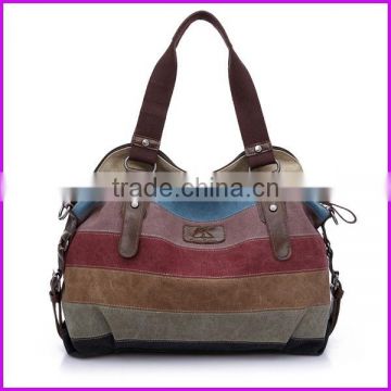 China wholesale fashion patchwork canvas handbag ladies 100% cotton canvas bag