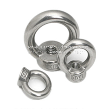 M12, 304 Stainless Steel Lifting Female Eye Ring Nuts For Fastener