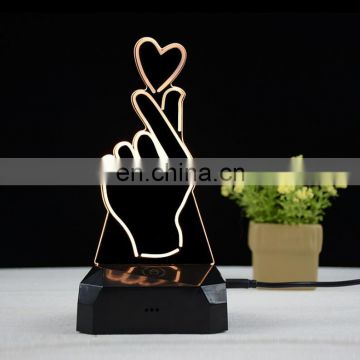 Custom Lamp Led 3D Romantic Love Night Light with Rechargeable Base