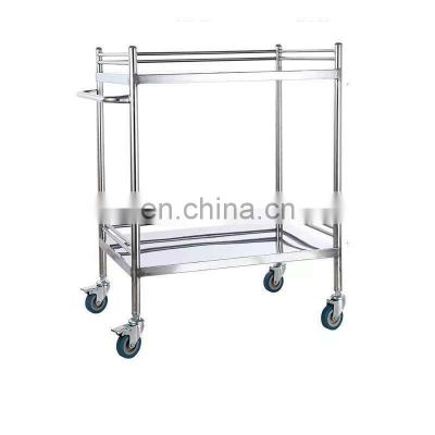 Good Quality  2-tier  stainless steel instrument trolley clinic surgical trolley for hospital use