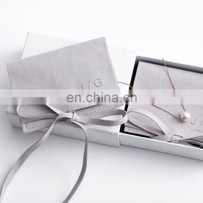 PandaSew deboss print luxury custom Logo microfiber Gift Pouch for necklace earrings Jewelry pouch