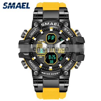 SMAEL 8027 Sport Watches Men  Military Army 50M Waterproof Auto Date Alarm Clock Quartz Wristwatches Digital Light Watch