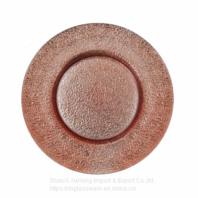 Embossed Rose Gold Glass Wedding Charger Plates Wholesale
