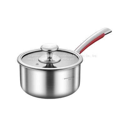 Stainless steel single handle milk pot with three layers of steel