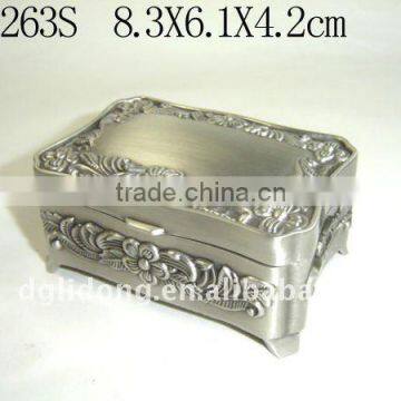 Docrative Square Pewter plated Metal Necklace Box