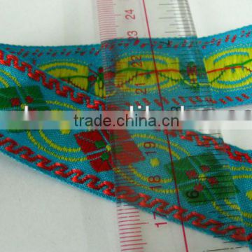 JACQUARD TRIM TAPE WITH EMBROIDERY, SINGLE SIDE, YWCY, APPROXIMATELY 27MM WIDTH