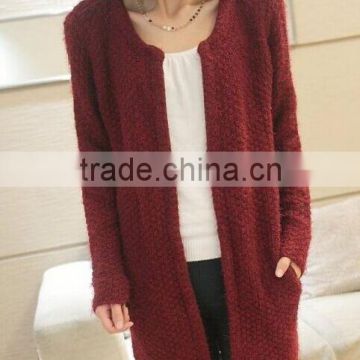 2015 spring loose mohair pullover round neck large size cardigan