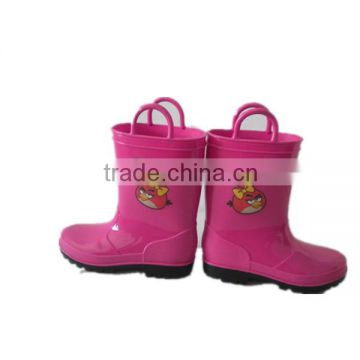 clear inject plastic rain boots with handle,comfortable kids footwear
