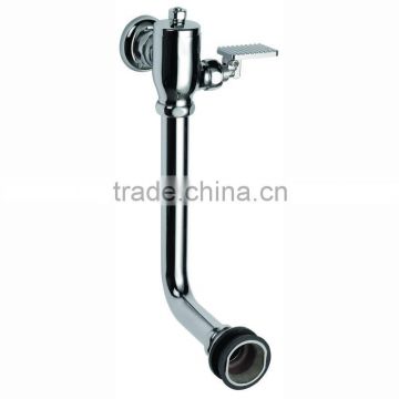 High Quality Brass Foot Pedal Toilet Flush Valve, Self Closing Valve, Chrome Finish and Wall Mounted
