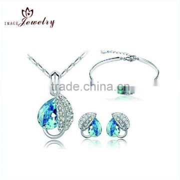 Platinum Plating 925 Sterling Silver Jewelry Set Micro pave
