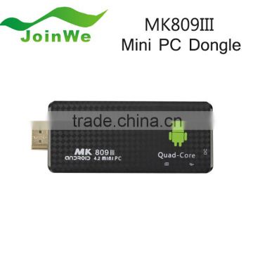 Android 4.2 Mini PC MK809III Quad Core Android TV Dongle 1.6Ghz Quad Core rk3188 quad core custom firmware android tv box