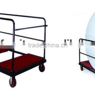 factory heavy duty foldable steel banquet round table trolley for hotel and restaurant/glass rack dolly for sale
