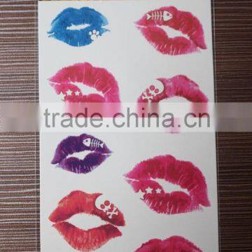 2016 best seller eco-friendly best quality temporary lip tattoo sticker