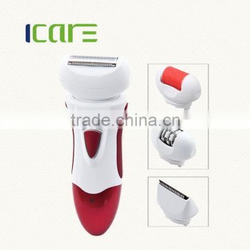 Rechargeable 4 in 1 lady epilator set with epilator ,clipper , lady shaver and callus remover