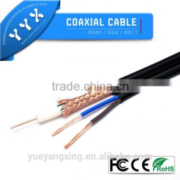 YYX Siamese cable RG6 1conductor with 2power conductor cu cca ccs PVC shield
