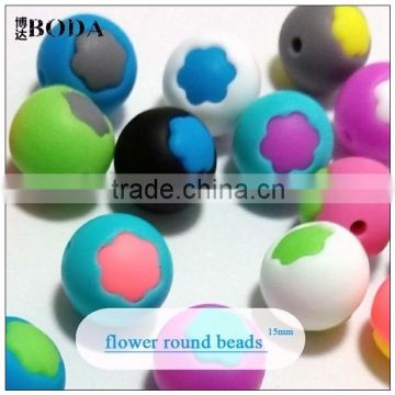 ASNZS EN71 BPA free Flower round bead silicone beads