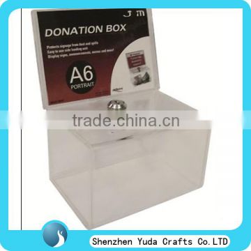large clear white coutertop suggestion box with lock acrylic box high quality