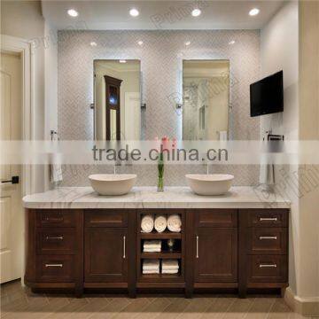 New arrival America modern bathroom cabinet with ceramic basin and mirror