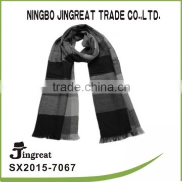 2015 style checked pattern black gray keep warm woven scarf