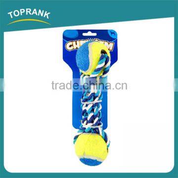 Hot selling dog interactive training toy rope toys with tennis balls