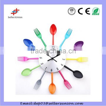 2015 New Design Kitchen Wall Clock With Knife Fork Spoon Hands Decorative Wall Clock