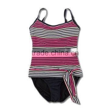 Wholesale One Piece Girl Swimwear Sleeveless Stripe Children Girls Swimsuit