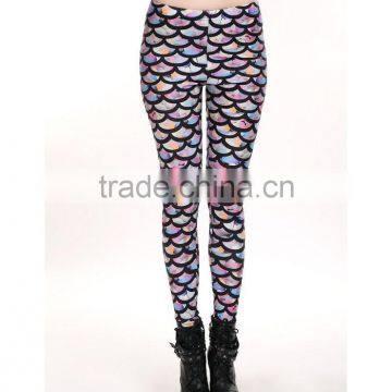 Fish Scales Printing Metallic Leggings Pantyhose