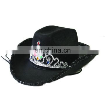 MCH-1477 Party Carnival funny cheap black crown cowgirl felt Hat
