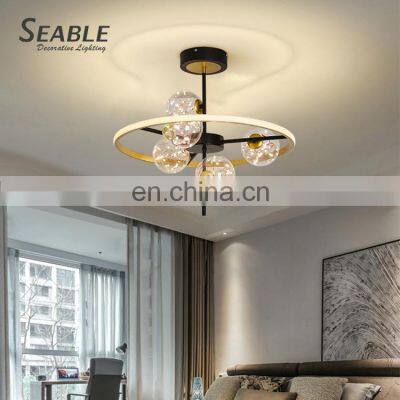 New Listed Indoor Living Room Luxury Decoration Modern LED Black Golden Chandelier Lamp