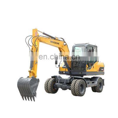 Hengwang Excavator HW-80L 4 Wheeled Tractor Excavator Wheel Excavator Backhoe For Sale