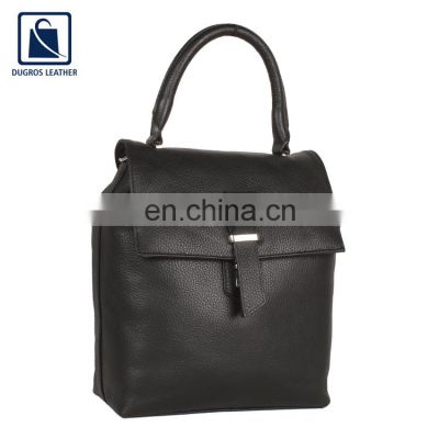 Nickle Fittings Fashion Style Cotton Lining Material Genuine Leather Side Bag with Flap Closure Type