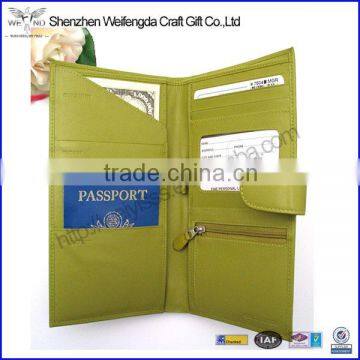 green leather passport travel wallet ticket holder boarding pass case