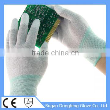 Top 13G ESD White PU Fingertip Coated Electrical Anti Static Carbon Fiber Hand Gloves