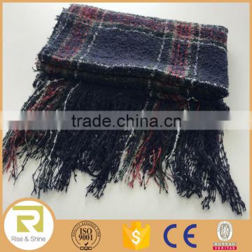 Wholesale 100% Acrylic woven plaid fringes throw blanket